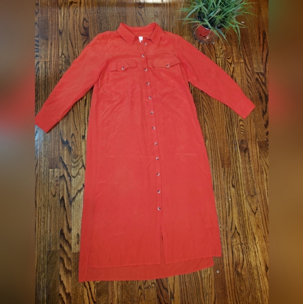 Anthropologie Long-Sleeve Silk Shirt Dress - Picture 10 of 12